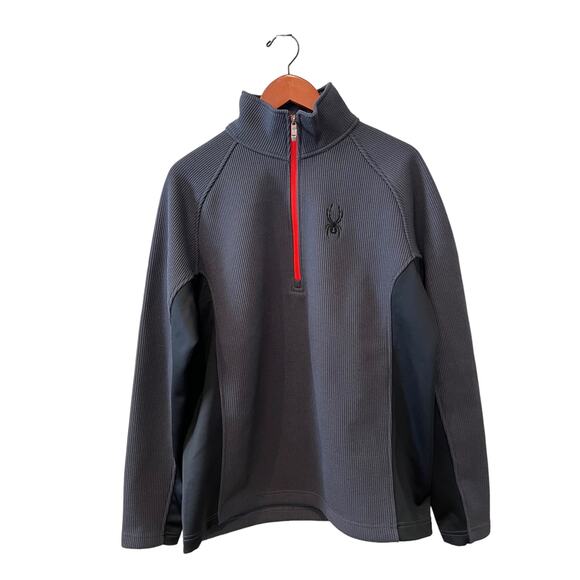 Spyder Quarter Zip Core Sweater Jacket Charcoal Gray & Black M - Picture 1 of 5